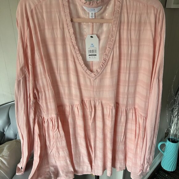 BNWT Blush Peplum Blouse Sz 14 from Time & Tru - Picture 2 of 4